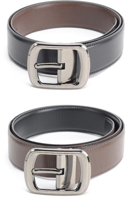 

Calvadoss Men Formal Black, Brown Texas Leatherite Reversible Belt