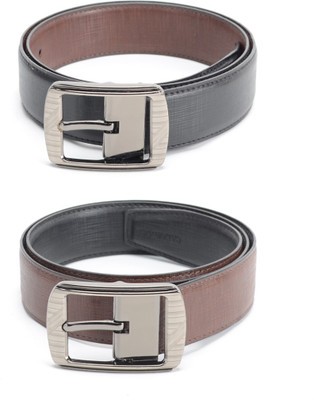 

Calvadoss Men Formal Black, Brown Texas Leatherite Reversible Belt