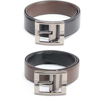 

Calvadoss Men Formal Black, Brown Texas Leatherite Reversible Belt