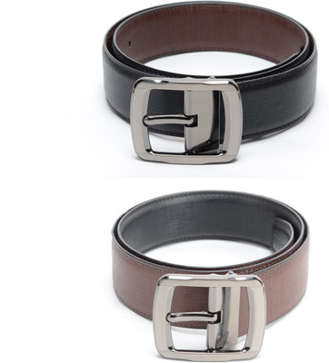 

Calvadoss Men Formal Black, Brown Texas Leatherite Reversible Belt