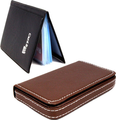 

Stealodeal Brown Light Weighted Leather With Black Book 40 20 Card Holder(Set of 2, Brown, Black)