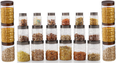 

Steelo 24 pcs PET Container Set - 300ml x 6, 600ml x 6, 1200ml x 6, 2000ml x 6 (Solitaire) - 300 ml, 600 ml, 1200 ml, 2000 ml Plastic Grocery Container(Pack of 24, Clear)
