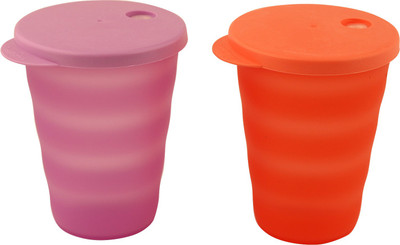 

Tupperware Ripper Tumbler - 330 ml Plastic Grocery Container(Pack of 2, Pink, Orange), Orange;pink