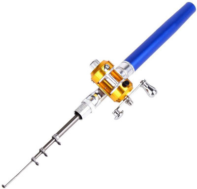 

Hunting Hobby World's Mini Fishing Pen Rod, Ready To Use, Pocket Metal Rod, Pole, With Bait Casting, Accessories, Fish Attractant Food Blue Fishing Rod(1.2 cm, 0.47 kg, Blue)