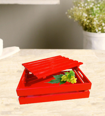 

Onlineshoppee MDF Wood Fruit & Vegetable Basket(Red)