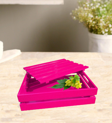 

Onlineshoppee MDF Wood Fruit & Vegetable Basket(Pink)