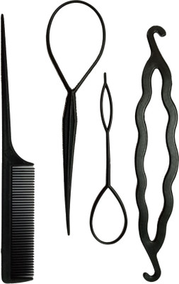 

Bella Hararo Ponytail hair bun maker 4 pcs set Hair Accessory Set(Black)
