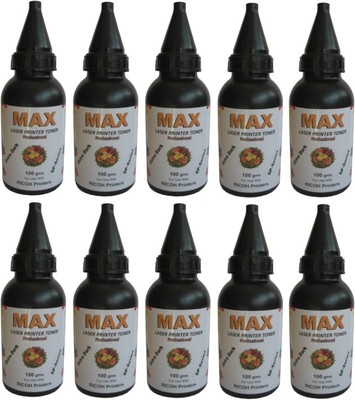 

Max Professional Extra Dark Laser Powder Pack of 10 Each 100ML Bottle For Ricoh SP-Series Printers Refill Single Color Ink Toner(Black)