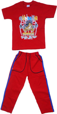 Cute Raskals Boys Casual T-shirt T-shirt, Pyjama(Red