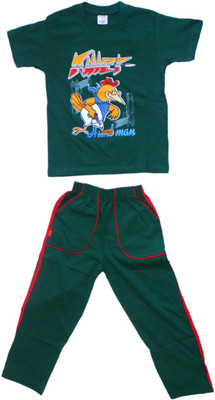 Cute Raskals Boys Casual T-shirt T-shirt, Pyjama(Dark Green