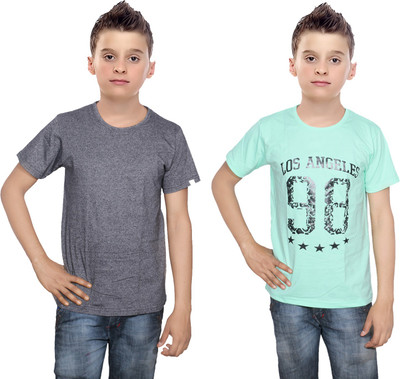 

IndiWeaves Boys Printed Cotton T Shirt(Multicolor, Pack of 2, Black;green