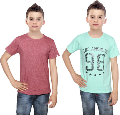 

IndiWeaves Boys Printed Cotton T Shirt(Multicolor, Pack of 2, Brown;green