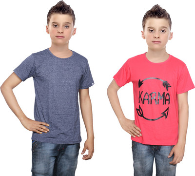 

IndiWeaves Boys Printed Cotton T Shirt(Multicolor, Pack of 2, Blue;red
