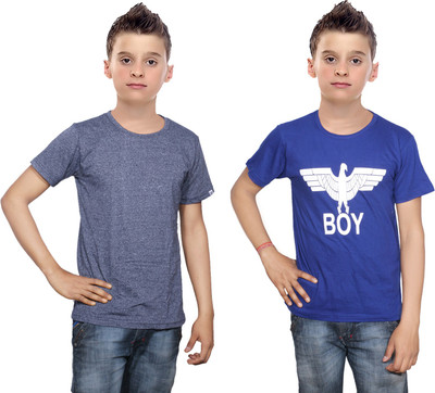 

IndiWeaves Boys Printed Cotton T Shirt(Multicolor, Pack of 2, Blue