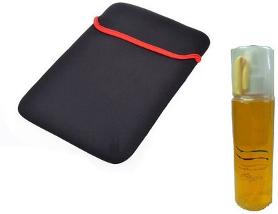 Techvik 15.6 Inch Strechtable Laptop Carry Sleeve And LCD, LED Screen Cleaner With Mini Cleanig Cloth Combo Set