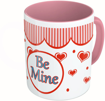 

MiiCreations Printed Two Tone Pink And White Be Mine Ceramic Mug(325 ml)