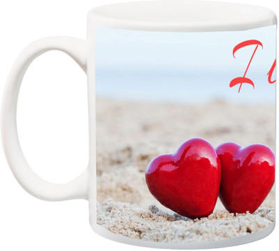 

ME&YOU Gift for Husband/Wife/Boyfriend/Girlfriend/lover;Two Taddy Bear Love Heart pink White HD Printed Ceramic Mug(325 ml), Multicolor