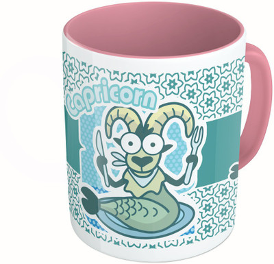 

MiiCreations Printed Two Tone Pink And White Zodiac Sign Capricorn Ceramic Mug(325 ml)