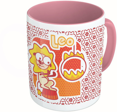 

MiiCreations Printed Two Tone Pink And White Zodiac Sign Leo Ceramic Mug(325 ml)