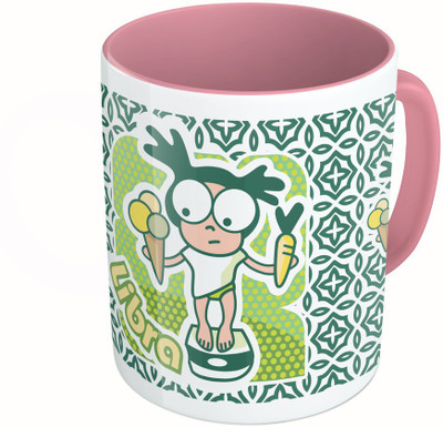 

MiiCreations Printed Two Tone Pink And White Zodiac Sign Libra Ceramic Mug(325 ml)