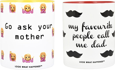 

LOOK WHAT HAPPENED MUG-MOMDAD - 1 Ceramic Mug(350 ml), Multicolor