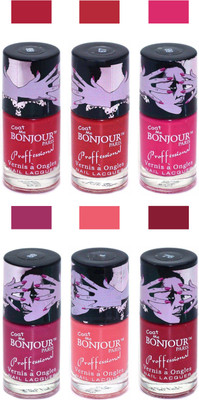 

Bonjour Paris True Matte Nail Polish Red-Red-Pink-Pink-Peach-Red(Pack of 6)