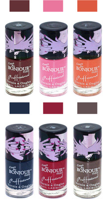 

Bonjour Paris True Matte Nail Polish Brown-Pink-Orange-Grey-Red-Coffee(Pack of 6)