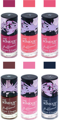 

Bonjour Paris True Matte Nail Polish Pink-Peach-Pink-Brown-Pink-Grey(Pack of 6)