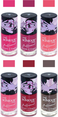 

Bonjour Paris True Matte Nail Polish Pink-Pink-Peach-Pink-Red-Coffee(Pack of 6)