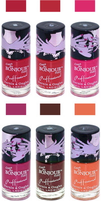 

Bonjour Paris True Matte Nail Polish Red-Red-Pink-Pink-Brown-Orange(Pack of 6)