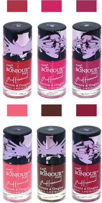 

Bonjour Paris True Matte Nail Polish Red-Pink-Pink-Peach-Brown-Red(Pack of 6)