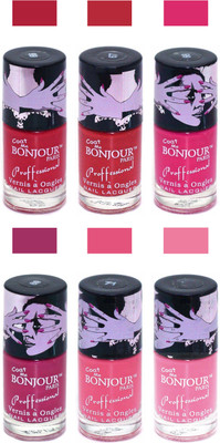 

Bonjour Paris True Matte Nail Polish Red-Red-Pink-Pink-Pink-Pink(Pack of 6)