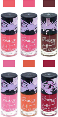 

Bonjour Paris True Matte Nail Polish Peach-Pink-Brown-Pink-Orange-Red(Pack of 6)