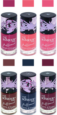 

Bonjour Paris True Matte Nail Polish Pink-Peach-Pink-Brown-Grey-Burgundy(Pack of 6)