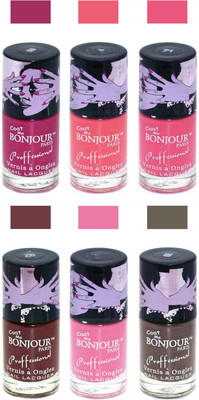 

Bonjour Paris True Matte Nail Polish Pink-Peach-Pink-Brown-Pink-Coffee(Pack of 6)