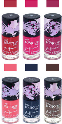 

Bonjour Paris True Matte Nail Polish Red-Pink-Pink-Peach-Grey-Coffee(Pack of 6)