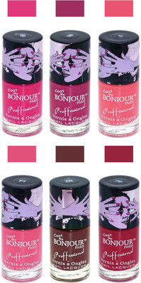 

Bonjour Paris True Matte Nail Polish Pink-Pink-Peach-Pink-Brown-Red(Pack of 6)