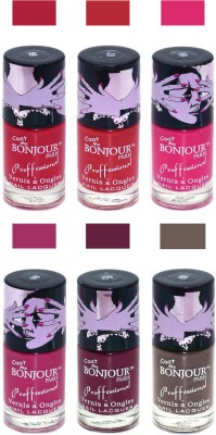 

Bonjour Paris True Matte Nail Polish Red-Red-Pink-Pink-Burgundy-Coffee(Pack of 6)