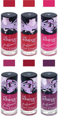 

Bonjour Paris True Matte Nail Polish Red-Red-Pink-Pink-Red-Plum(Pack of 6)