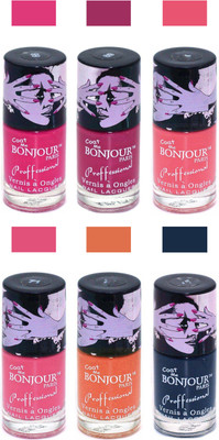 

Bonjour Paris True Matte Nail Polish Pink-Pink-Peach-Pink-Orange-Grey(Pack of 6)