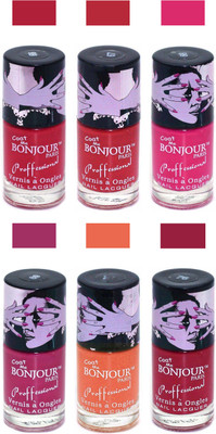 

Bonjour Paris True Matte Nail Polish Red-Red-Pink-Pink-Orange-Red(Pack of 6)