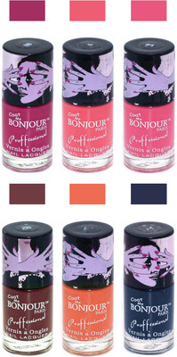 

Bonjour Paris True Matte Nail Polish Pink-Peach-Pink-Brown-Orange-Grey(Pack of 6)