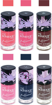 

Bonjour Paris True Matte Nail Polish Peach-Pink-Brown-Pink-Grey-Coffee(Pack of 6)