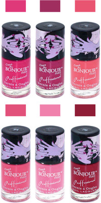 

Bonjour Paris True Matte Nail Polish Pink-Pink-Peach-Pink-Pink-Red(Pack of 6)