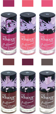 

Bonjour Paris True Matte Nail Polish Pink-Peach-Pink-Brown-Burgundy-Coffee(Pack of 6)