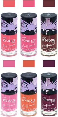 

Bonjour Paris True Matte Nail Polish Peach-Pink-Brown-Pink-Orange-Burgundy(Pack of 6)