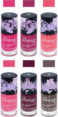 

Bonjour Paris True Matte Nail Polish Pink-Pink-Peach-Pink-Burgundy-Coffee(Pack of 6)