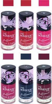 

Bonjour Paris True Matte Nail Polish Red-Red-Pink-Pink-Grey-Burgundy(Pack of 6)