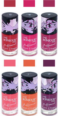 

Bonjour Paris True Matte Nail Polish Red-Pink-Pink-Peach-Orange-Plum(Pack of 6)