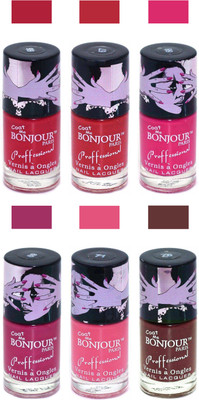 

Bonjour Paris True Matte Nail Polish Red-Red-Pink-Pink-Pink-Brown(Pack of 6)